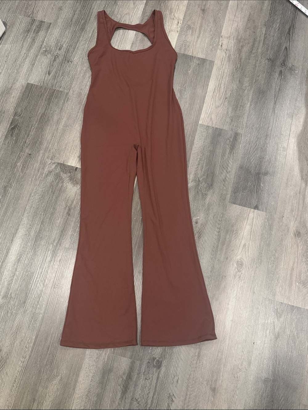 Amazon- Cut Out Back Sleeveless Flared Jumpsuit in Rust